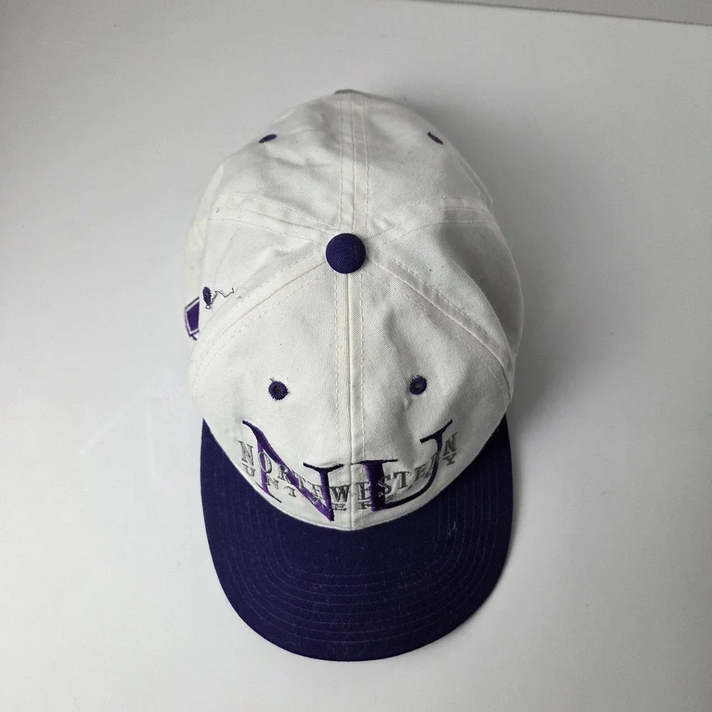Vintage 90s Northwestern Wildcats College Football SnapBack Hat White Spell Out